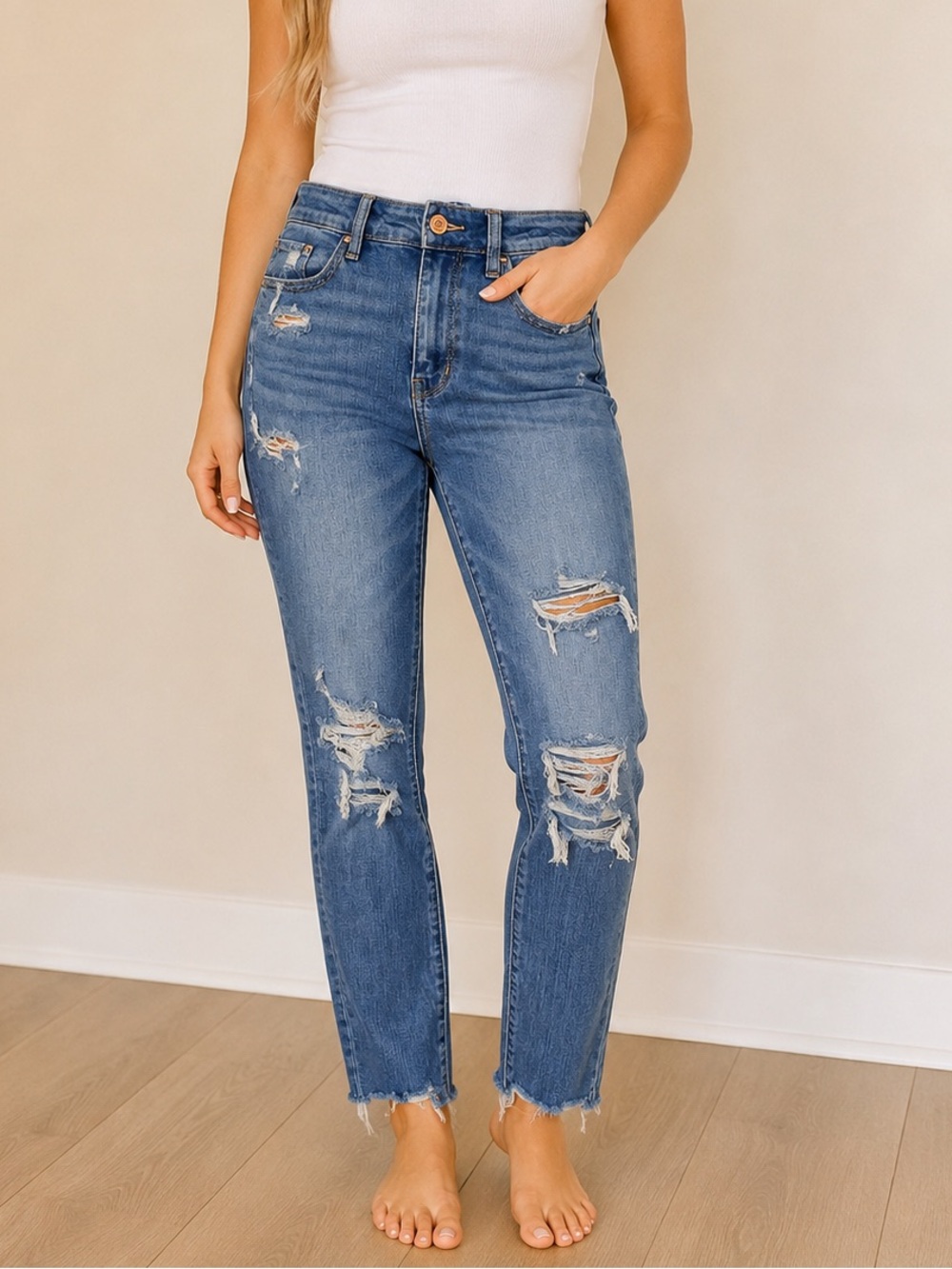 American Eagle High-Rise Jegging Distressed Skinny Jeans Size 4 Denim Jeans